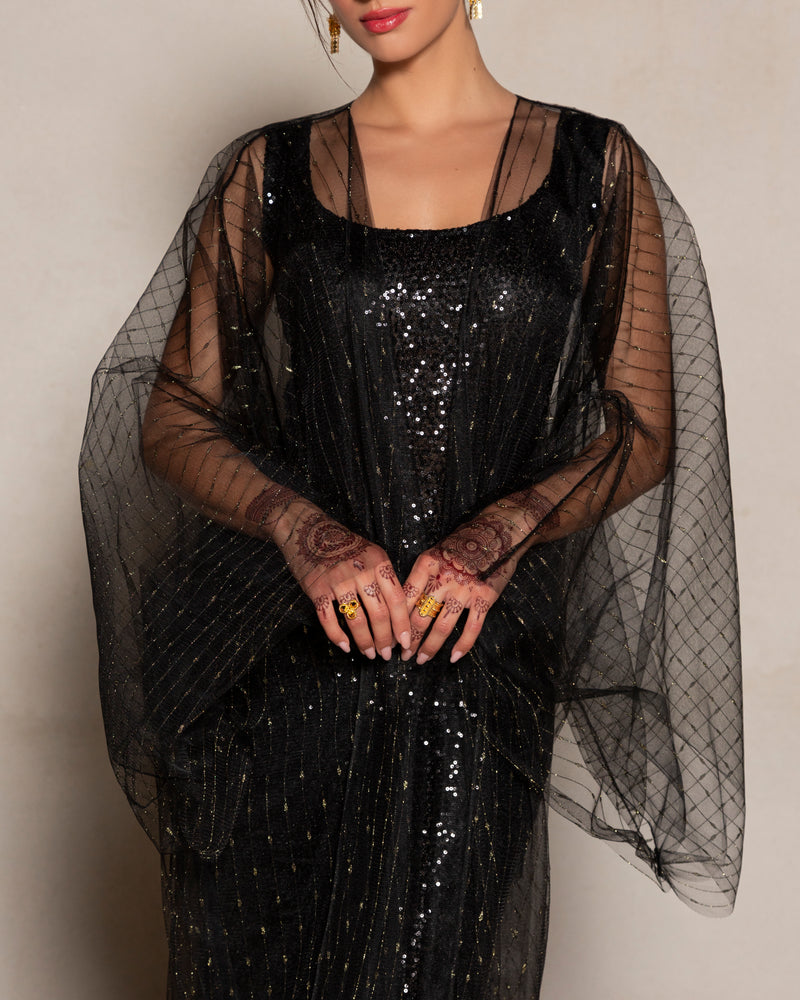 T-cut tulle abaya
