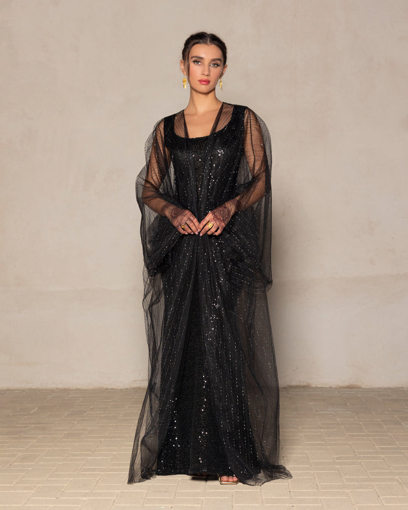 T-cut tulle abaya