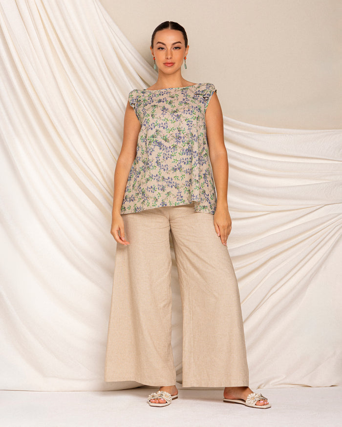 Linen wide legged pants