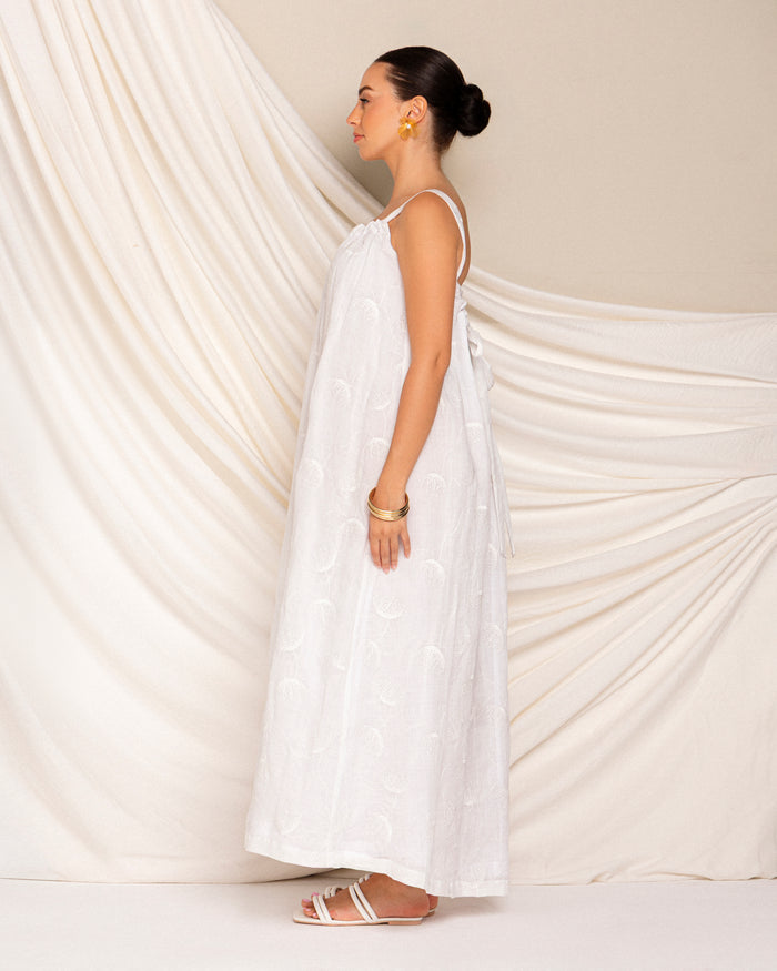 Embroidered linen summer dress