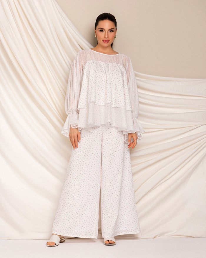 Printed crepe wide legged pants