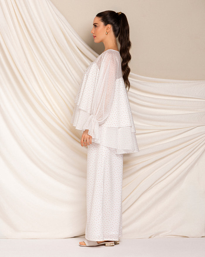 Printed crepe wide legged pants