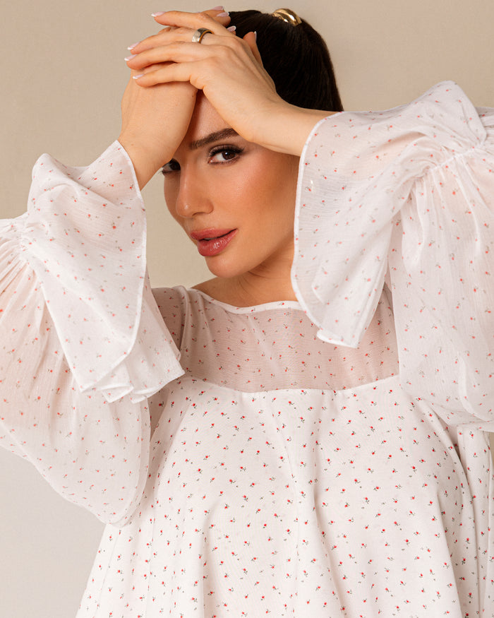 Layered crepe & chiffon top