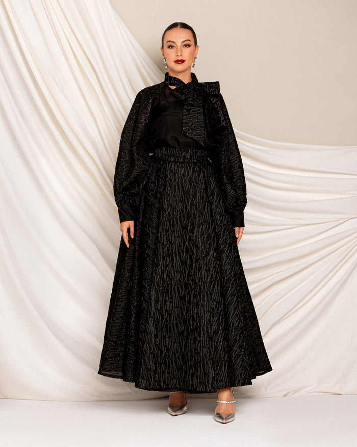 Organza lace skirt with box pleats