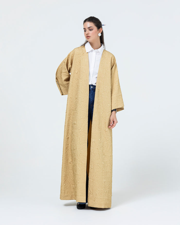 3D textured abaya with sleeve flap