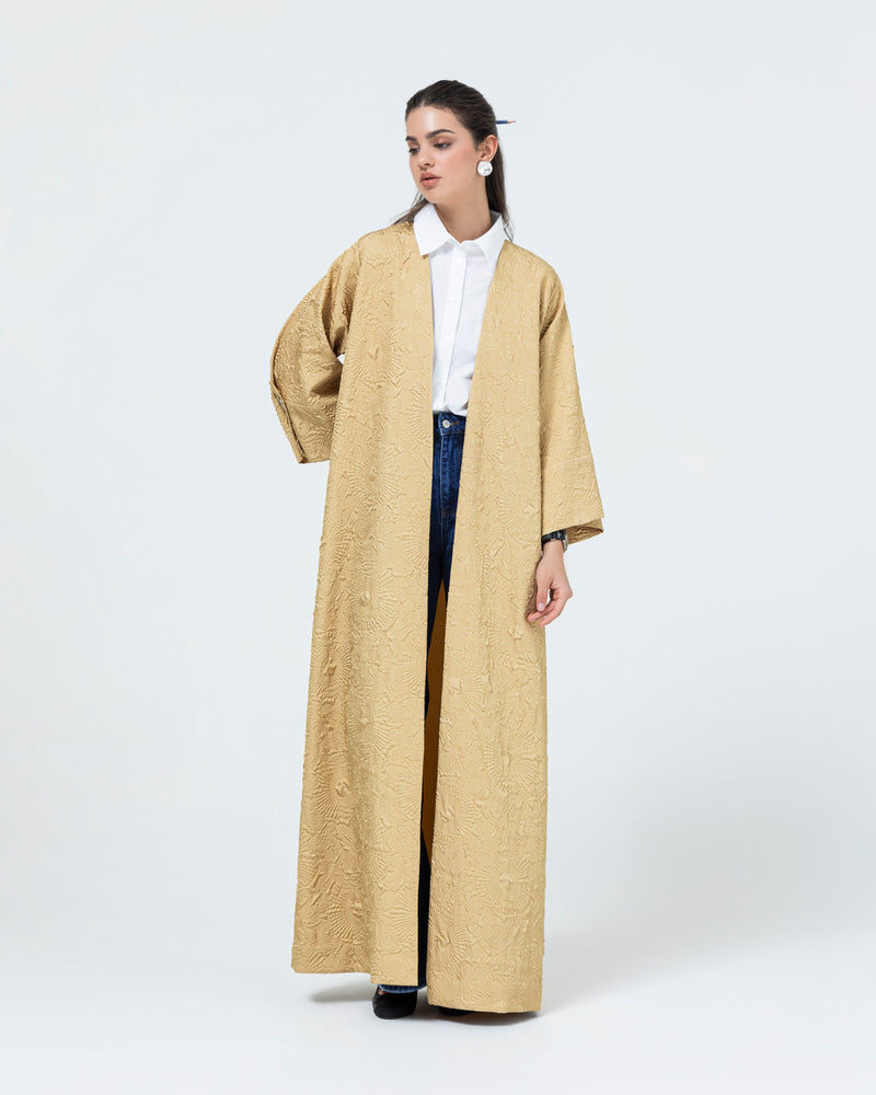 3D textured abaya with sleeve flap