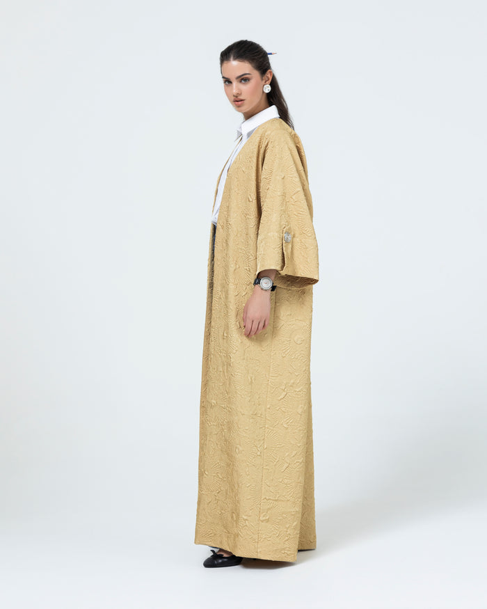 3D textured abaya with sleeve flap