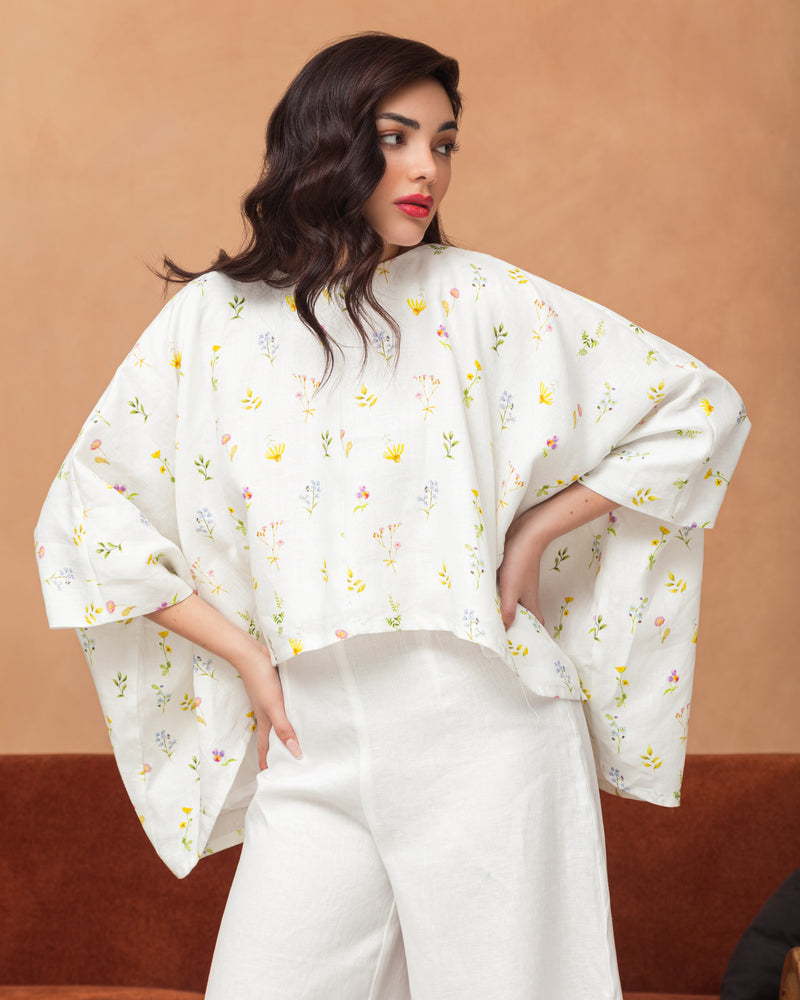 Floral printed lined loose top