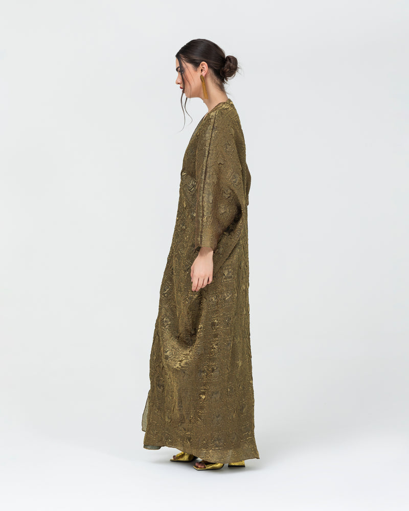 Mariposa cut abaya in 3D textured crush fabric
