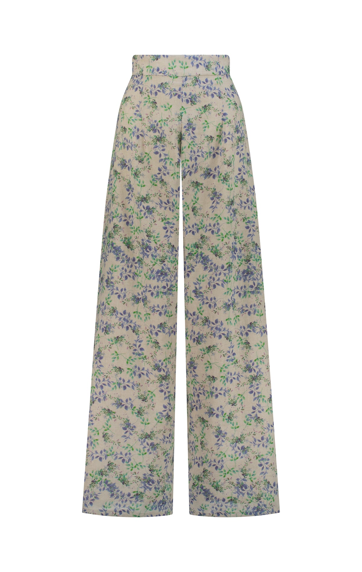 Wide legged printed floral linen pants