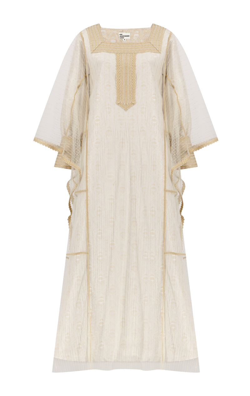 Classic neckline thoub with jacquard jalabiya