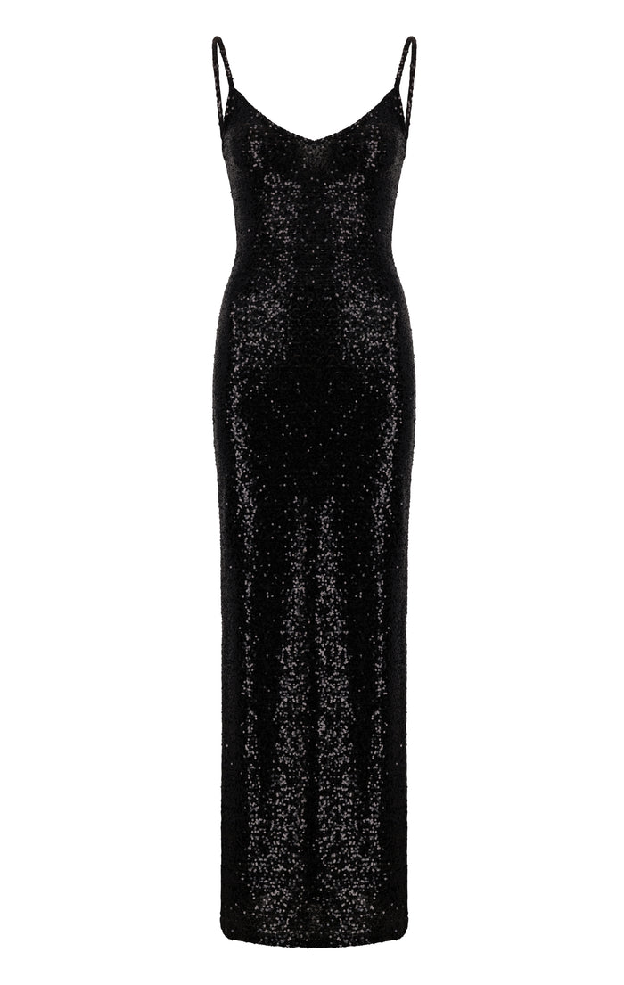Spaghetti strap fitted sequin dress