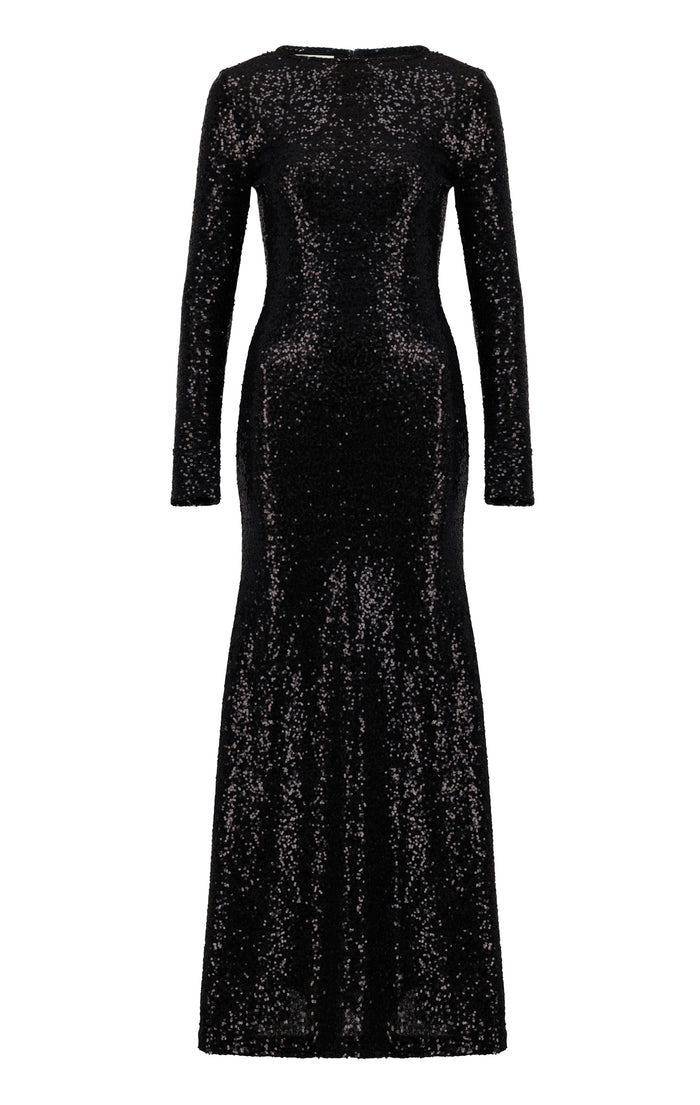 Stretchy long sleeves fitted sequin dress