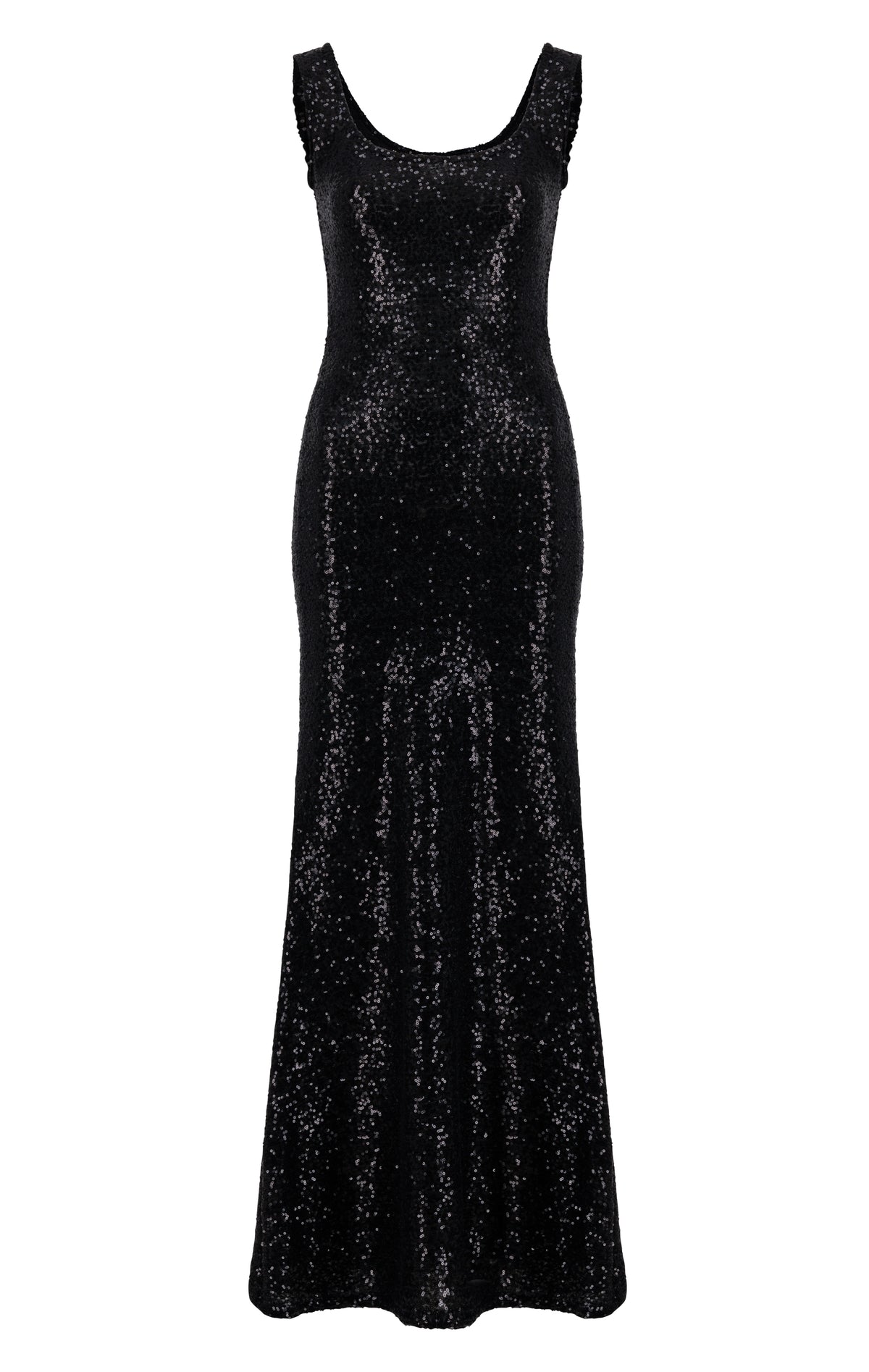 Squared neckline sequin fitted sleeve dress