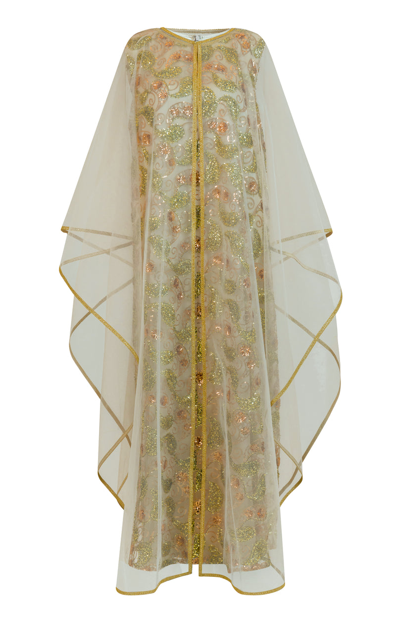 Two piece set of sleeveless 3D embroidered dress layered with tulle