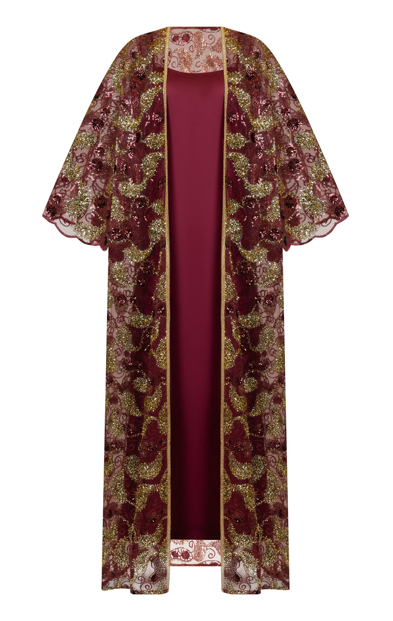 3D embroidered tulle bhist with inner silk dress