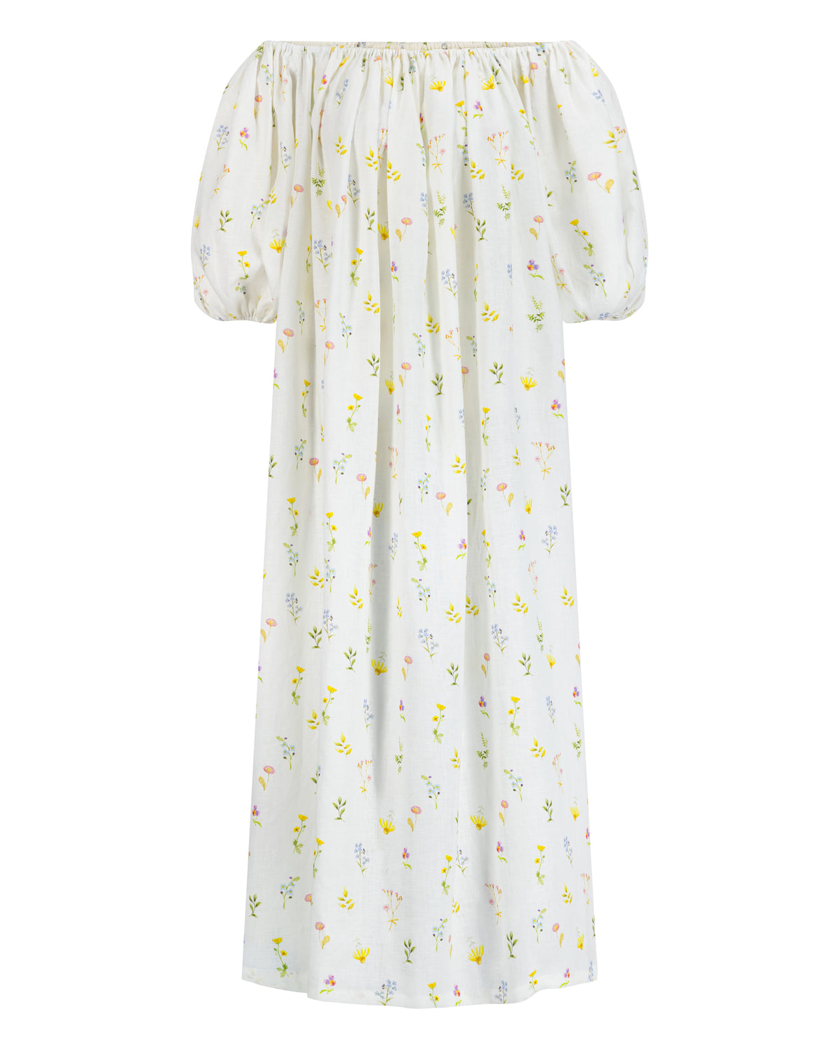 Off shoulder floral linen dress