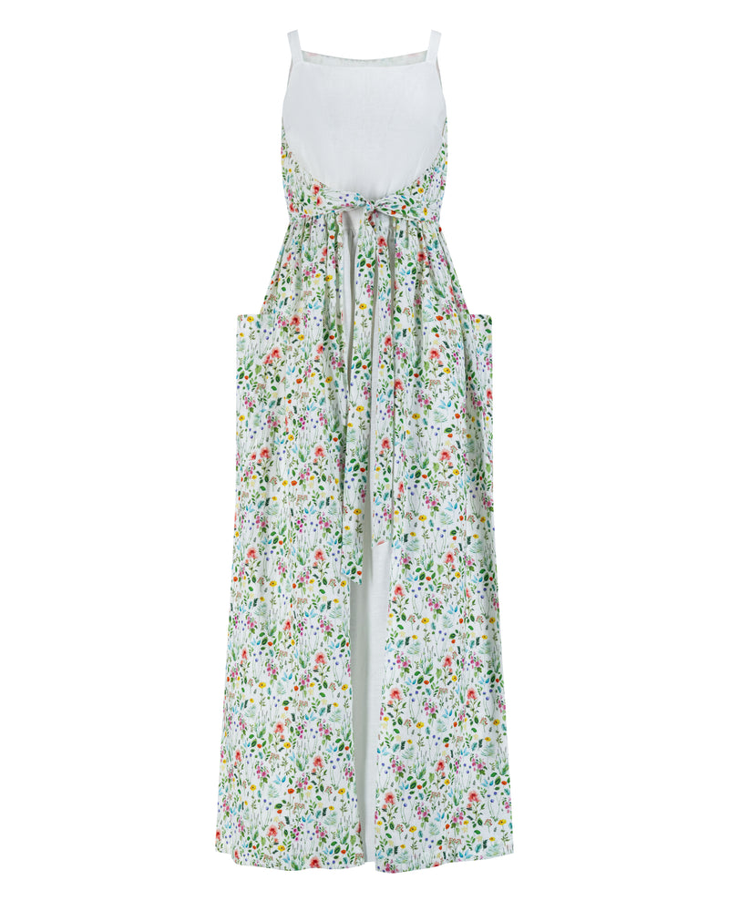 Sleeveless linen wrap dress with pockets