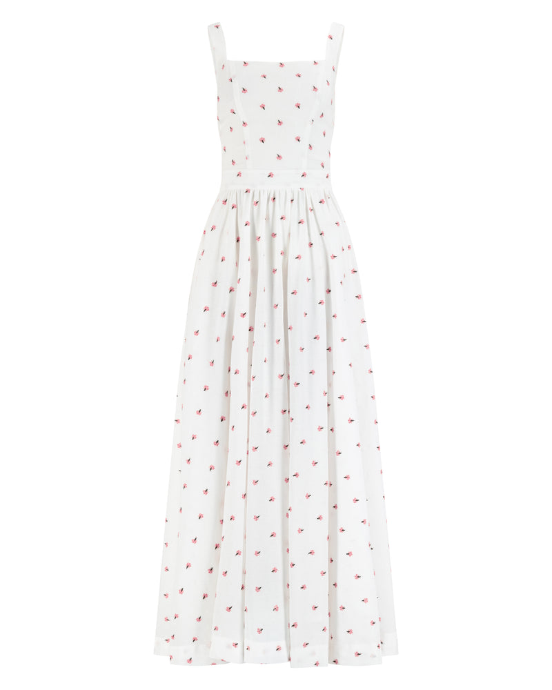 Cotton sleeveless dress with tied bow