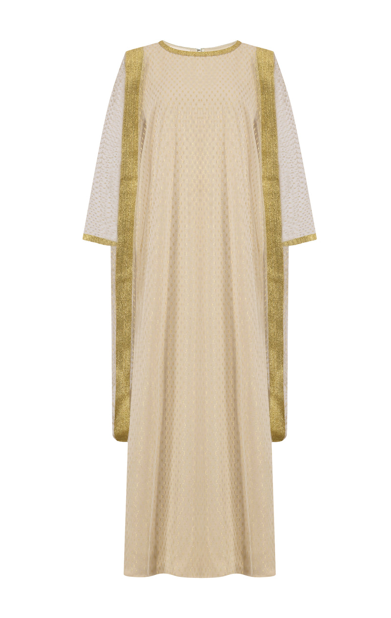Koufeya print tulle thoub connected jalabiya