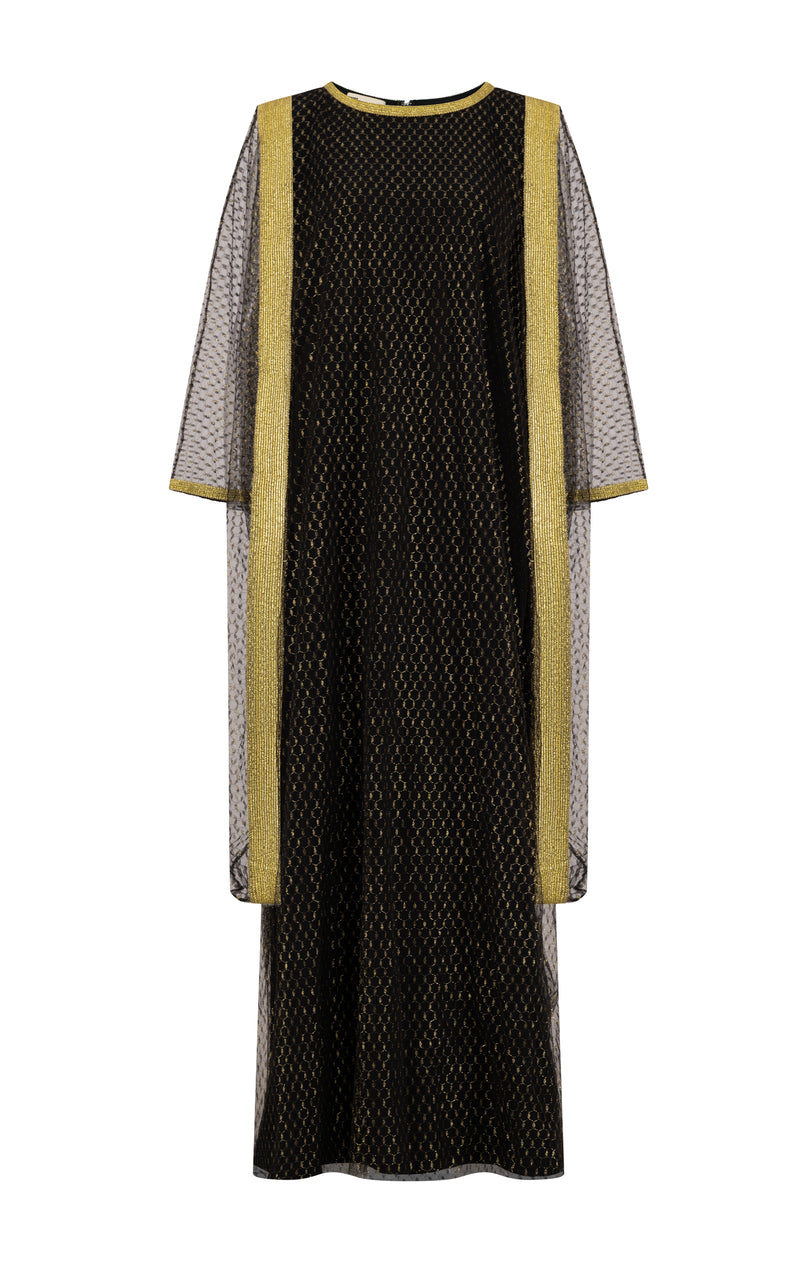 Koufeya print tulle thoub connected jalabiya