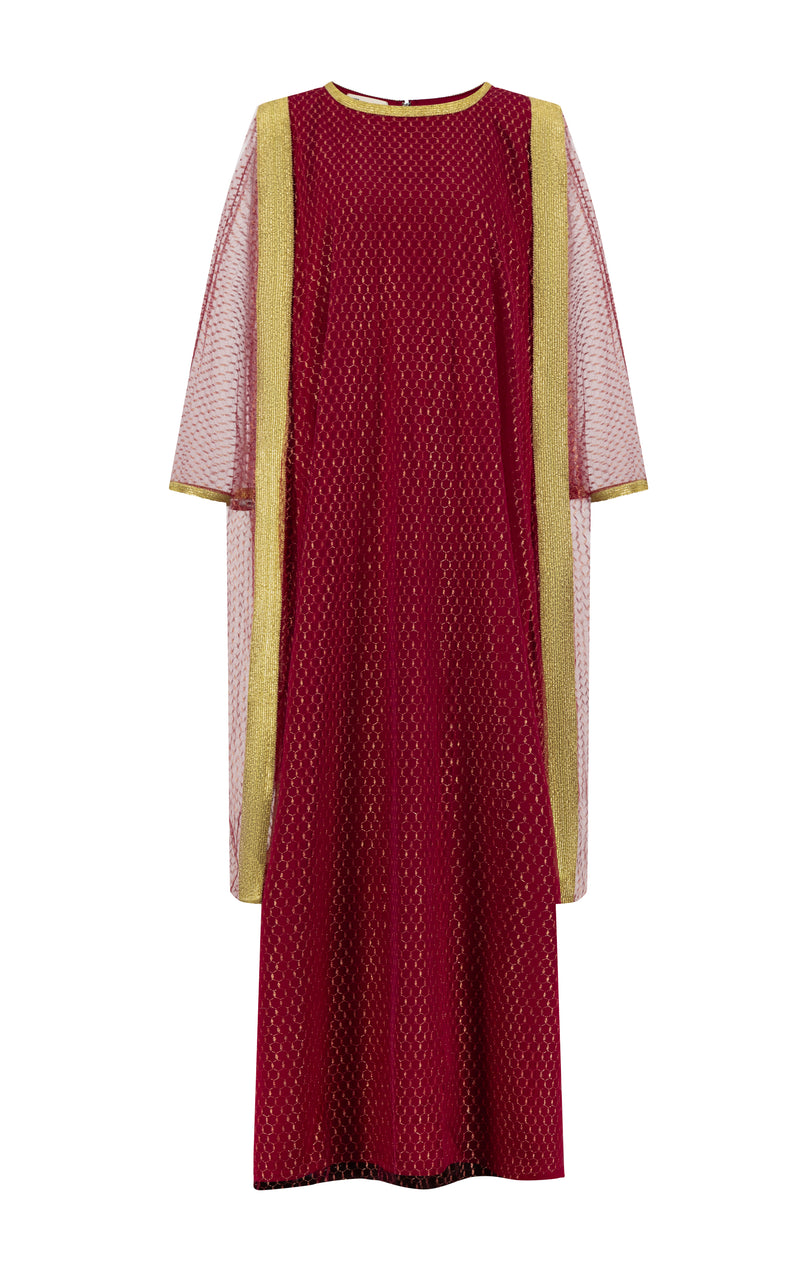 Koufeya print tulle thoub connected jalabiya