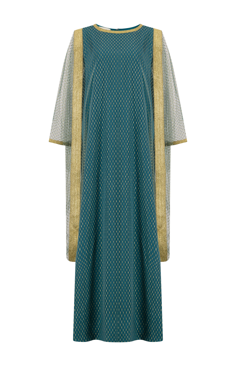 Koufeya print tulle thoub connected jalabiya