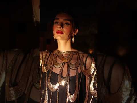 Two-piece set embroidered poncho with inner silk dress