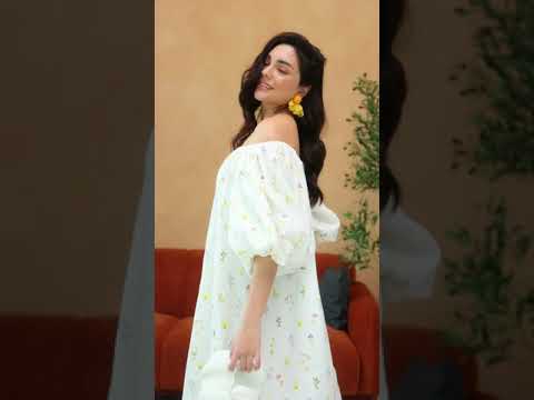 Off shoulder floral linen dress