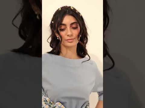 Wrap around linen kaftan with embroidered daisy flowers